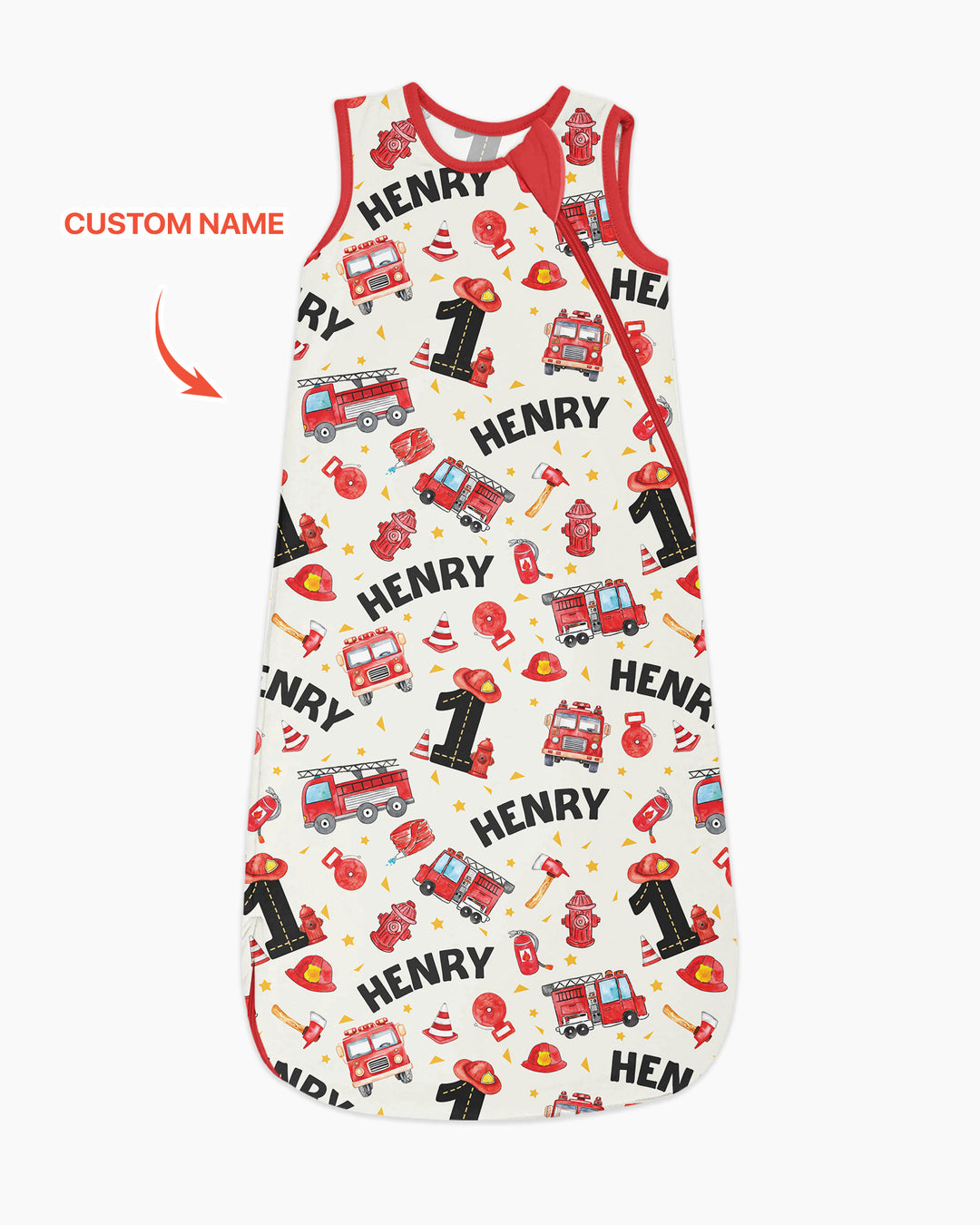 Custom Name Fire Truck Birthday Boy Bamboo Sleep Bag