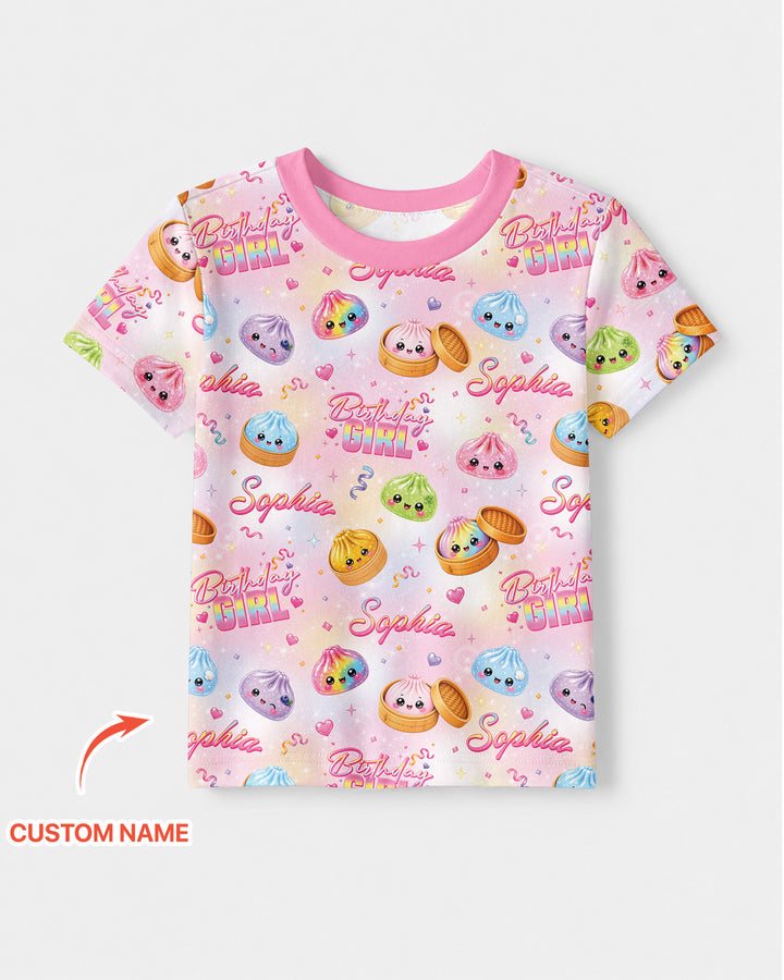 Birthday Girl Glitter Dumpling Bamboo Crewneck T-Shirt