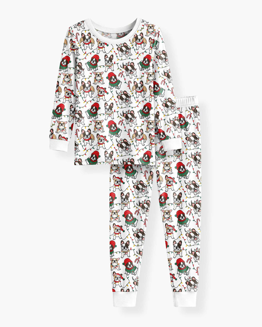 Bulldog Christmas Bamboo Two Piece Long Sleeve Pajama Set