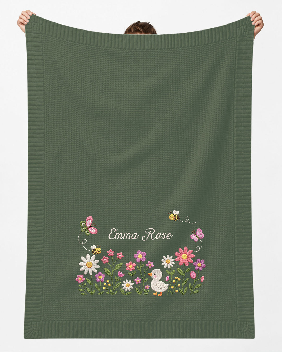 Lovely Floral Embroidered Baby Cotton Blanket