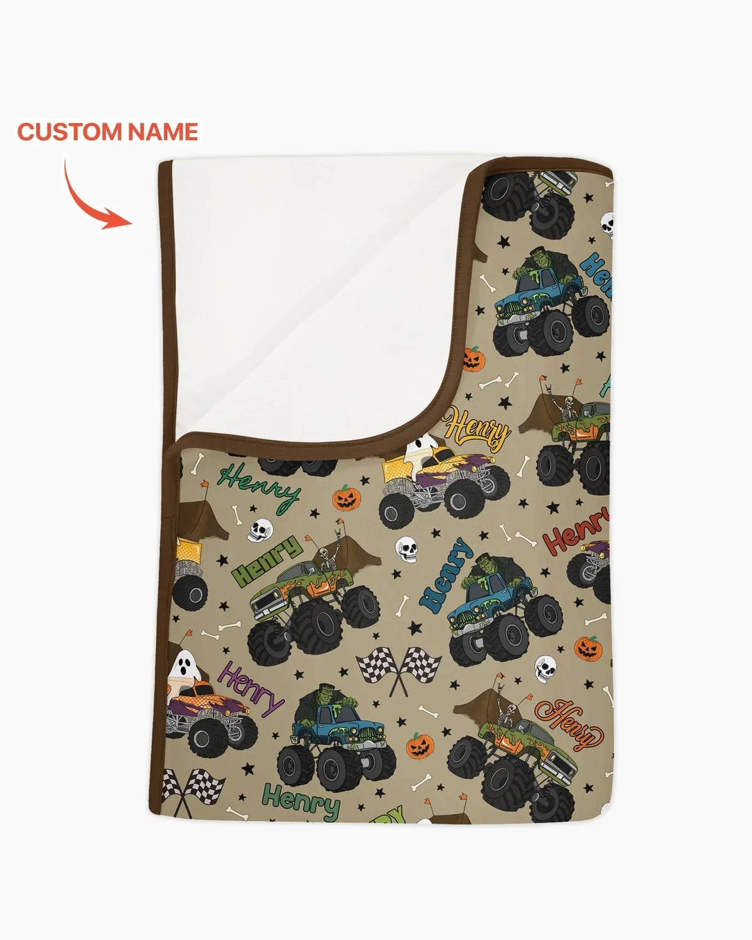 Custom Name Halloween Creepy Crusher Family Matching Bamboo Blanket