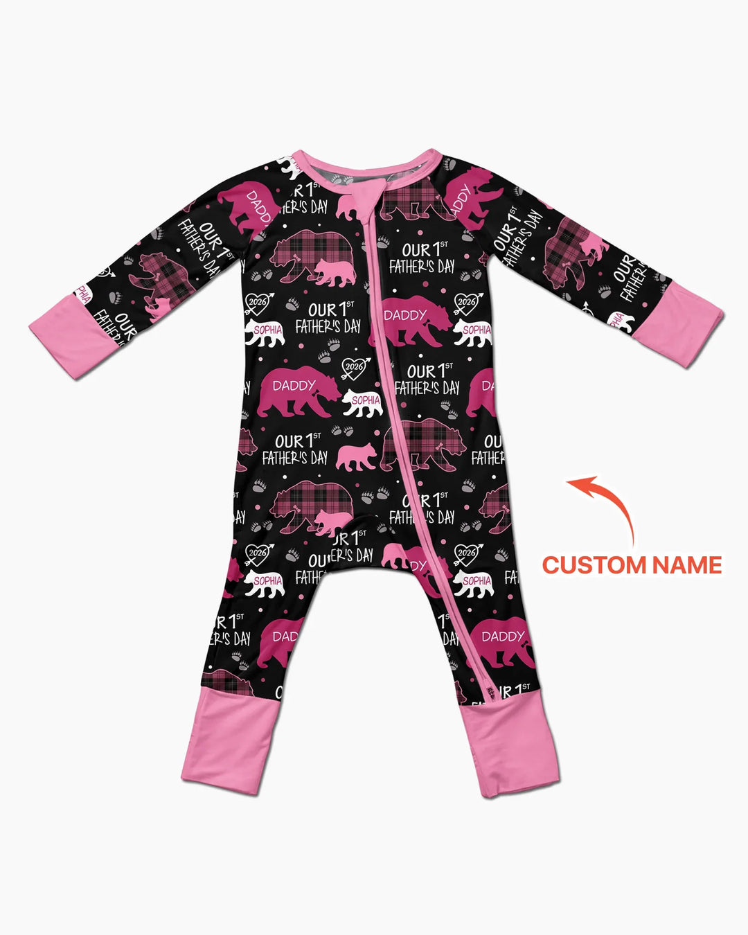 Our 1st Father's Day Daddy Bear & Me Matching Bamboo Convertible Zippy
