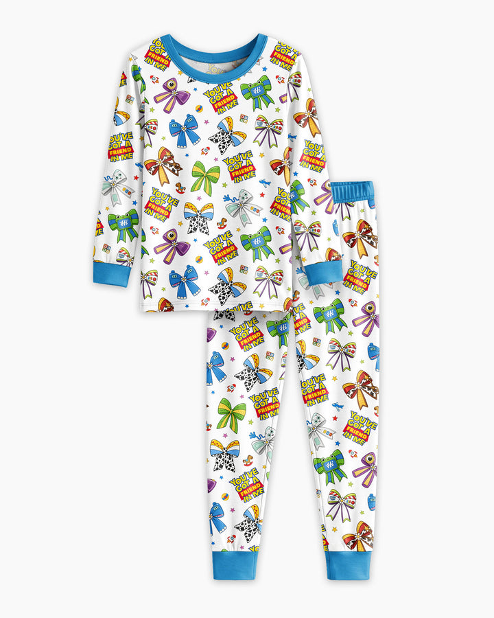 Magical Mirror Bow Bamboo Two Piece Long Sleeve Pajama Set