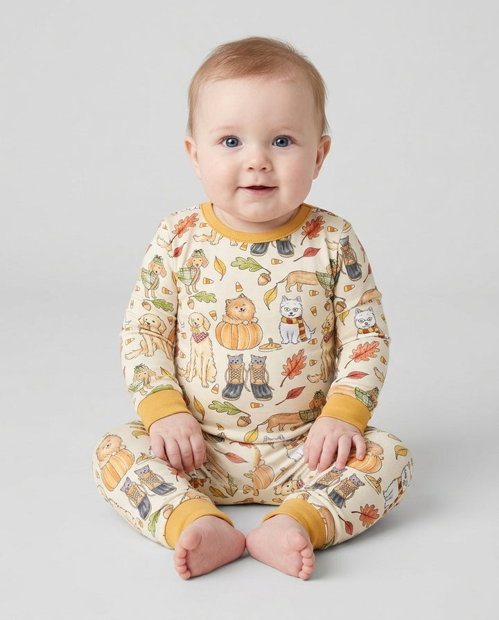 Autumn Paws Bamboo Two Piece Long Sleeve Pajama Set