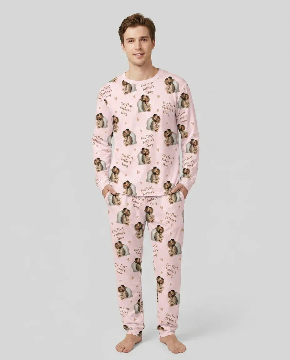 Custom Photo Our First as Parents Bamboo Men's Pajama Set