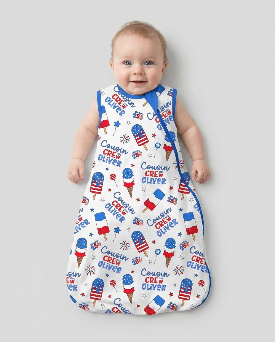 Custom Name 4th of July Cousin Crew Bamboo Sleep Bag