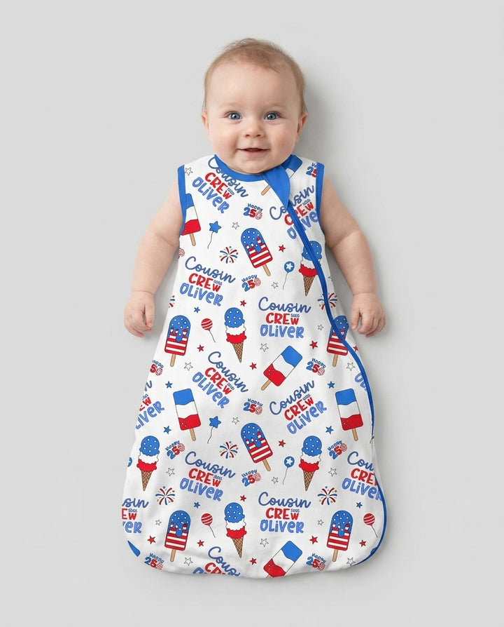 Custom Name 4th of July Cousin Crew Bamboo Sleep Bag