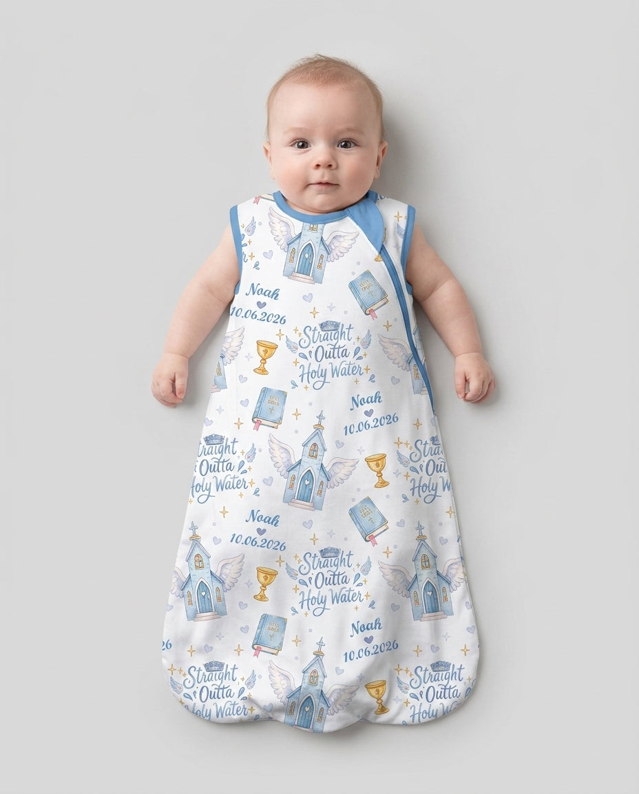 Custom Name Baptism Christening Straight Outta Holy Water Bamboo Sleep Bag