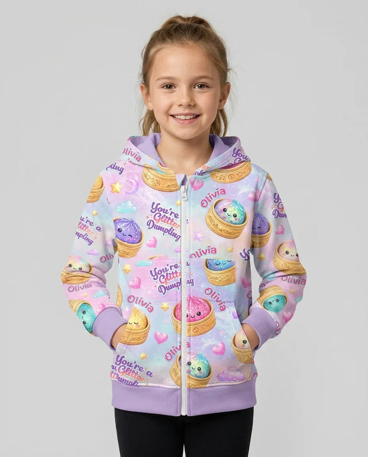 Custom Name You're A Glitter Dumpling Bamboo Zip Hoodie