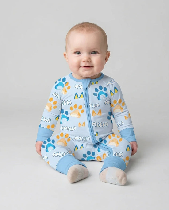 Custom Name Favourite Blue Dog Family Matching Bamboo Convertible Zippy