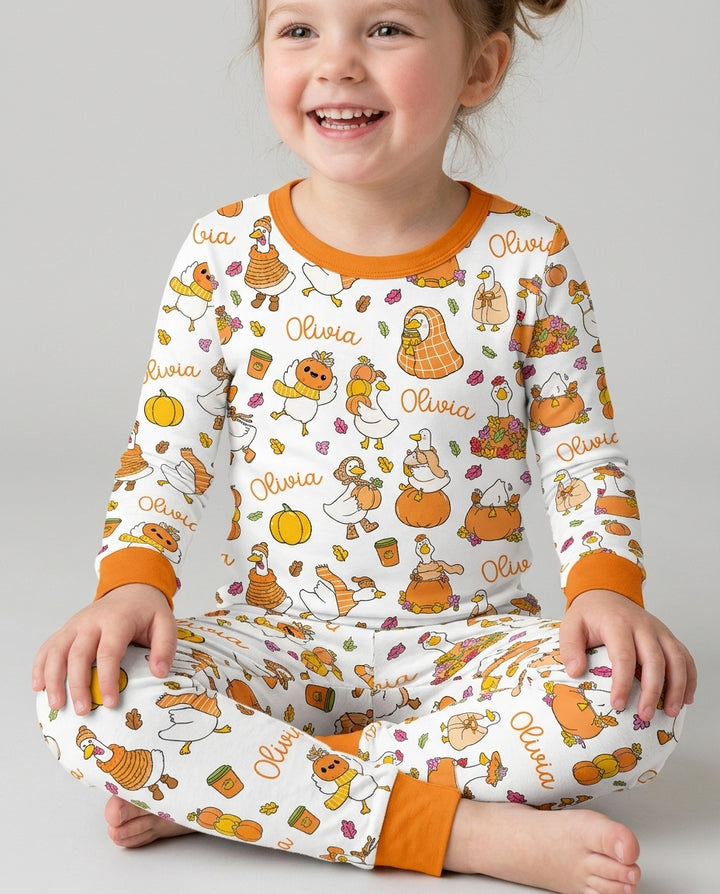 Fall Silly Goose Bamboo Two Piece Long Sleeve Pajama Set