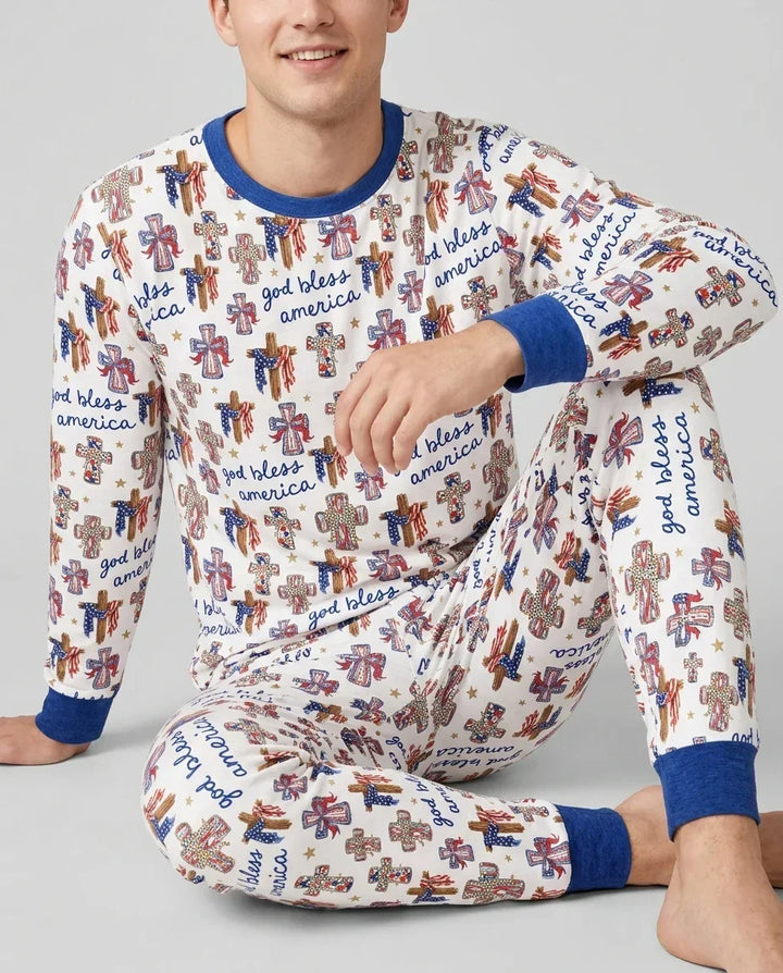 God Bless America Family Matching Bamboo Men's Pajama Set