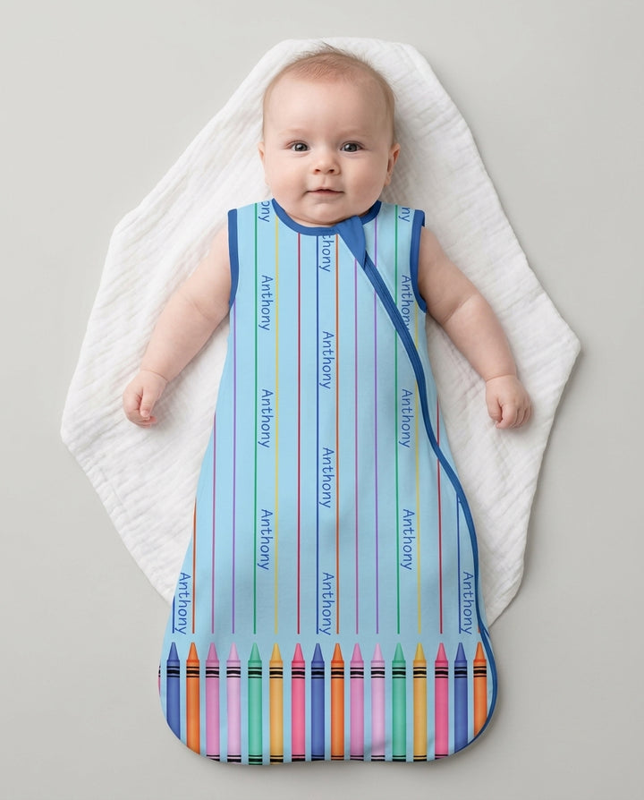Custom Name Crayon Lines Bamboo Sleep Bag