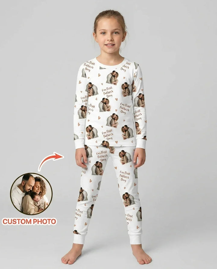 Custom Photo Our First as Parents Bamboo Two Piece Long Sleeve Pajama Set