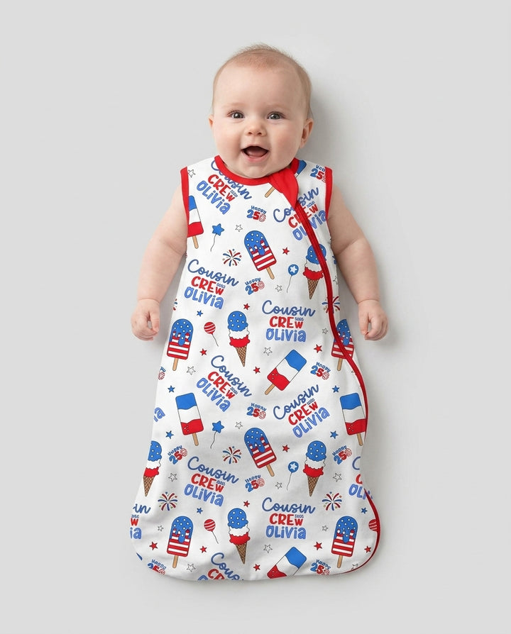 Custom Name 4th of July Cousin Crew Bamboo Sleep Bag