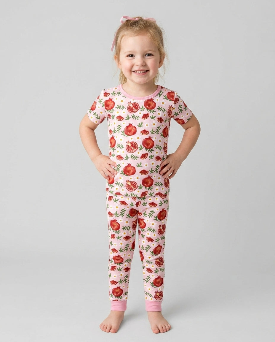 Pomegranate Garden Joy Family Matching Bamboo Two Piece Short Sleeve Pajama Set