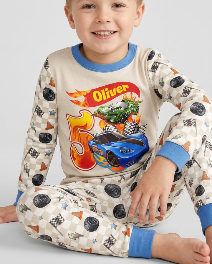 Custom Race Car Bamboo Two Piece Long Sleeve Pajama Set