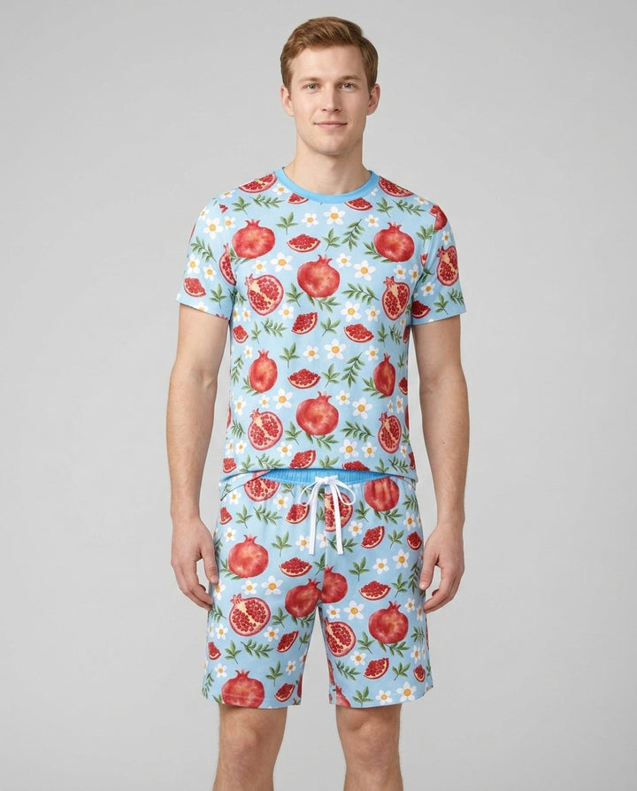 Pomegranate Garden Joy Family Matching Bamboo Men Short Sleeve Short Pajama Set