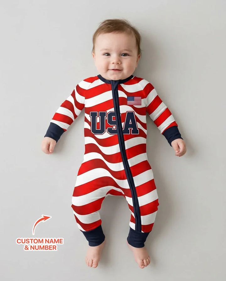 Custom Name USA Spirit Bamboo Convertible Zippy