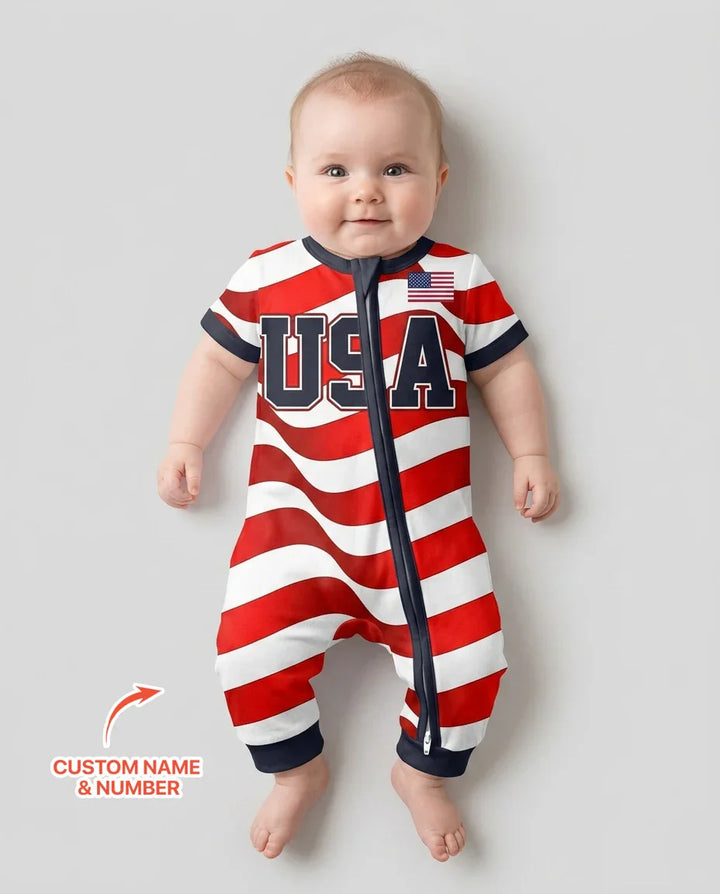 Custom Name USA Spirit Bamboo Shorty Zippy