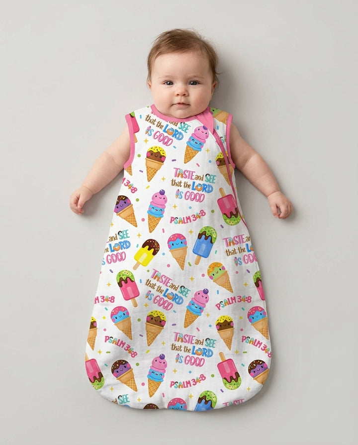 Jesus Summer Ice Cream Taste and See That The Lord Is Good Bamboo Sleep Bag