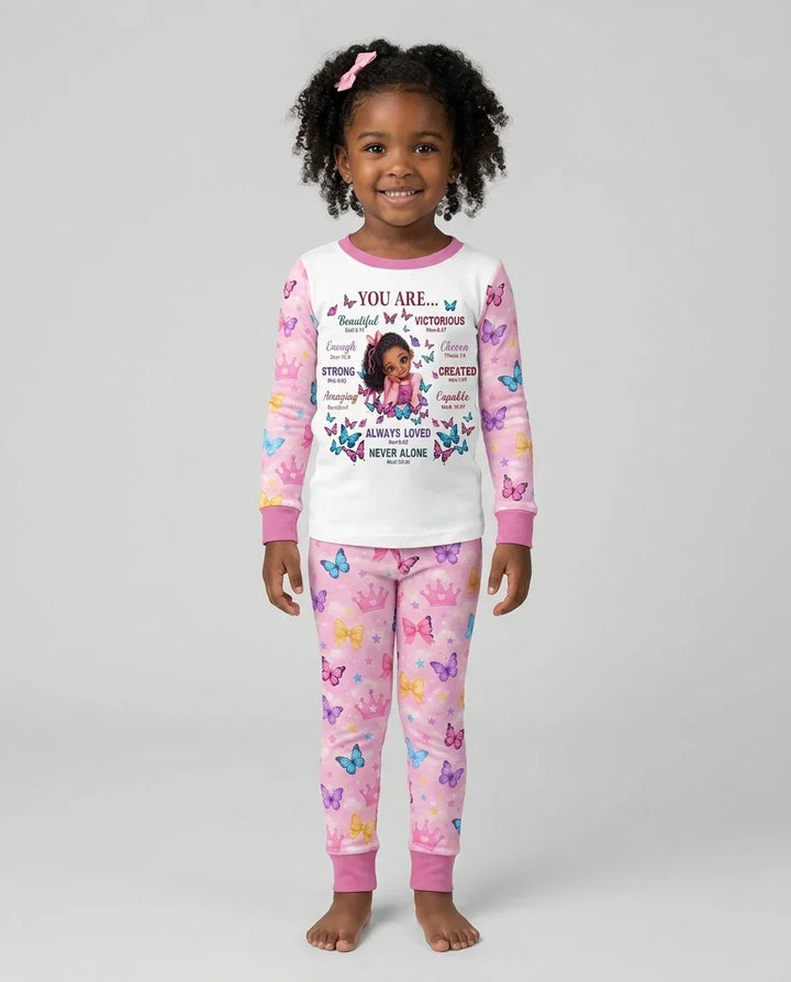 Black Girl Religious You Are Beautiful Bamboo Two Piece Long Sleeve Pajama Set