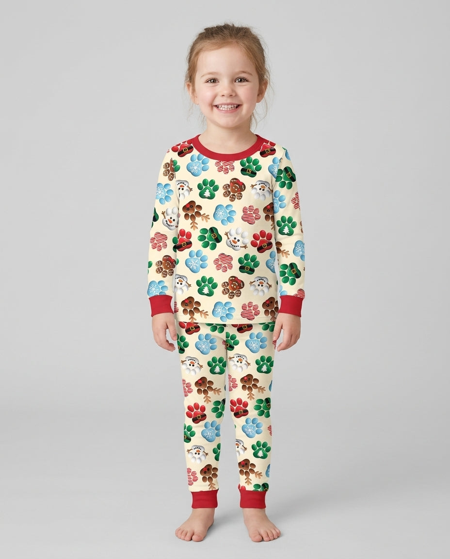 Santa Puppies Paw Bamboo Two Piece Long Sleeve Pajama Set