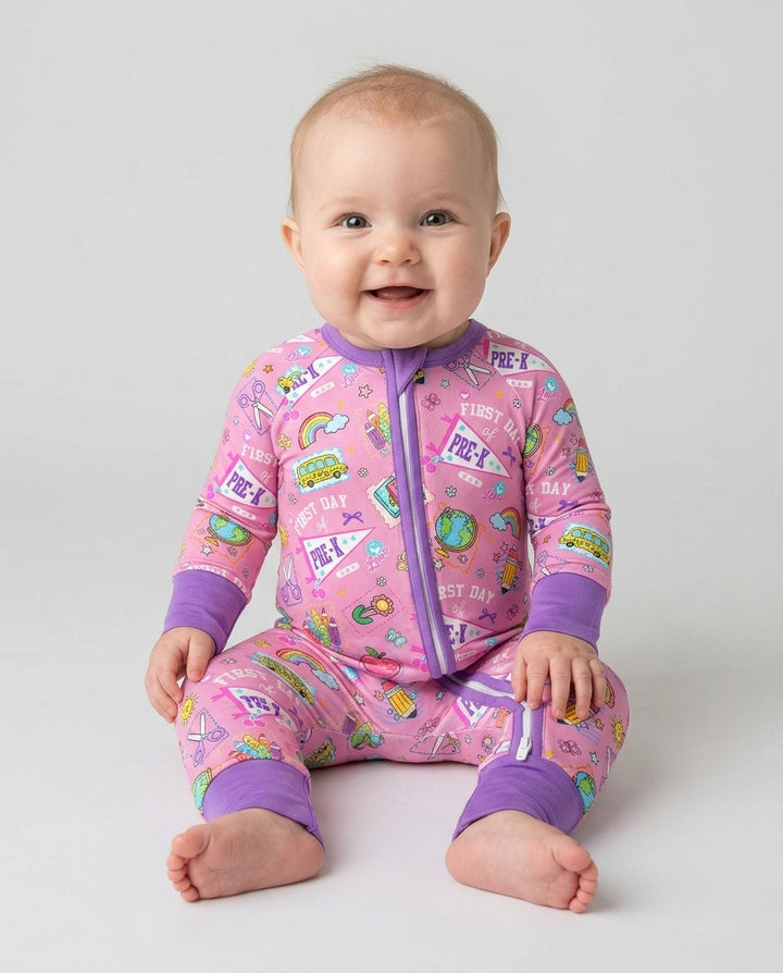 Custom Grade Girls School First Day Bamboo Convertible Zippy