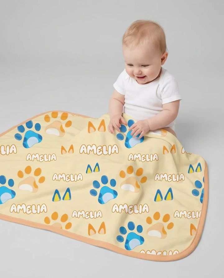 Custom Name Favourite Blue Dog Family Matching Bamboo Blanket