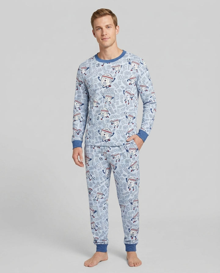 Happy Soccer Ball Family Matching Bamboo Men's Pajama Set
