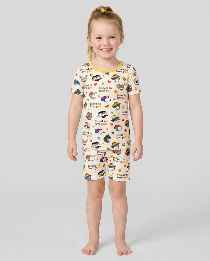Rainbow Paws Family Matching Bamboo Two Piece Short Sleeve Shorts Pajama Set