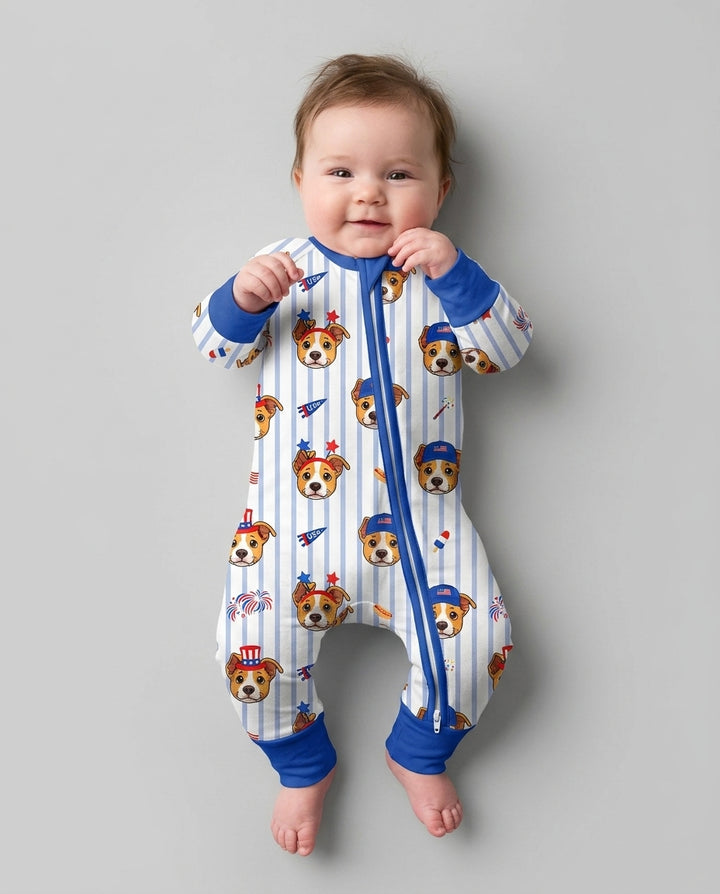 Custom Pet Image 4th of July Family Matching Bamboo Convertible Zippy