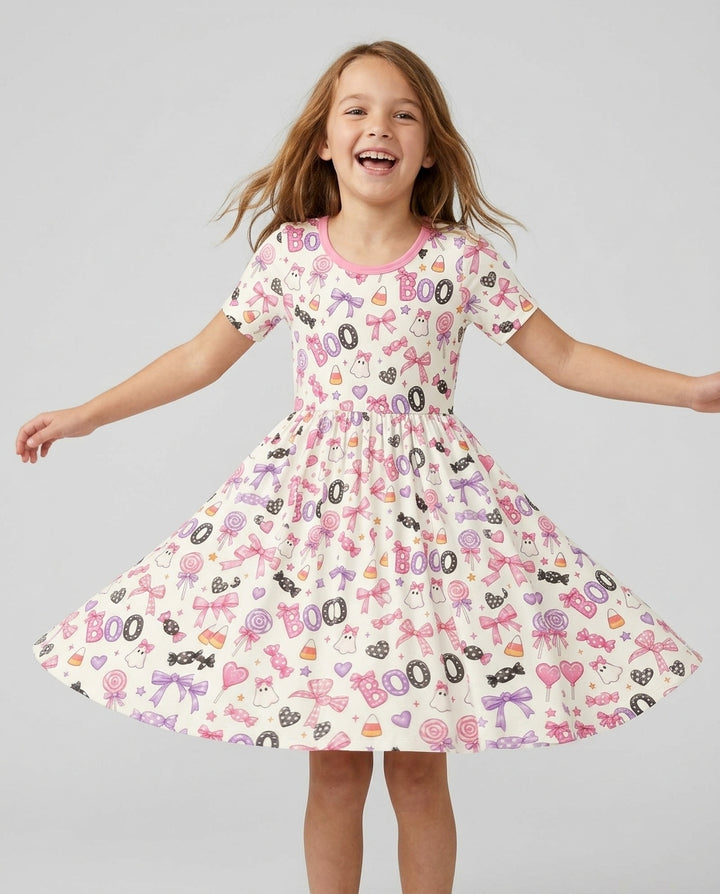 Coquette Halloween Candy Boo Bamboo Twirl Dress