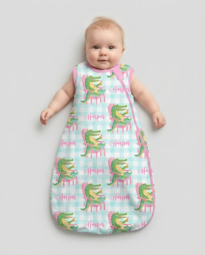 Custom Name Preppy Later Gator Bamboo Sleep Bag
