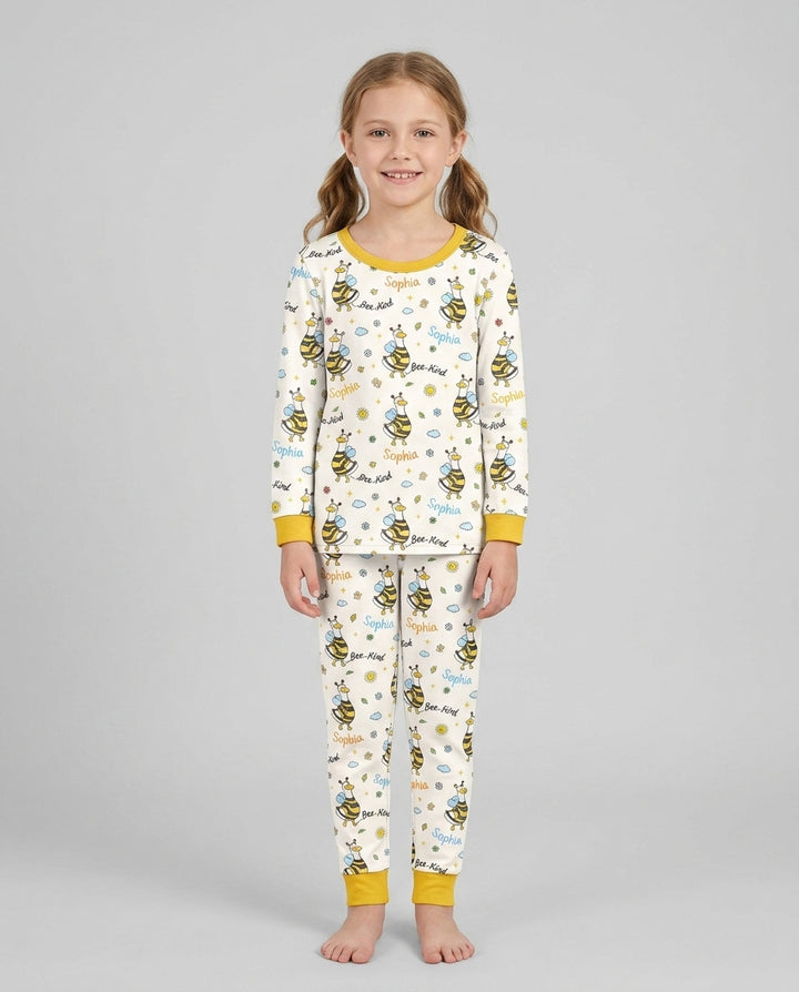 Custom Name Bee Kind The Goose Bamboo Two Piece Long Sleeve Pajama Set