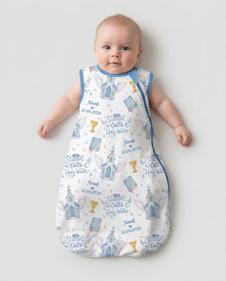 Custom Name Baptism Christening Straight Outta Holy Water Bamboo Sleep Bag