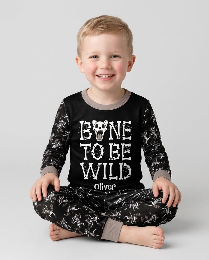 Funny Halloween Racoon Bamboo Two Piece Long Sleeve Pajama Set