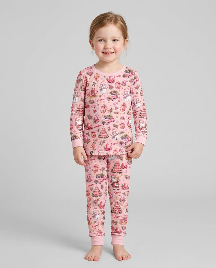 Christmas Tree Pinky Bamboo Two Piece Long Sleeve Pajama Set