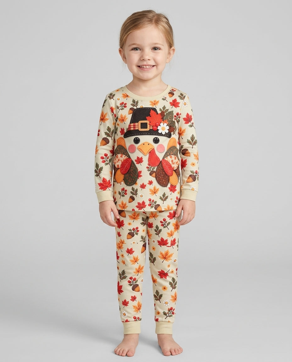 Thanksgiving Turkey Ugly  Bamboo Two Piece Long Sleeve Pajama Set