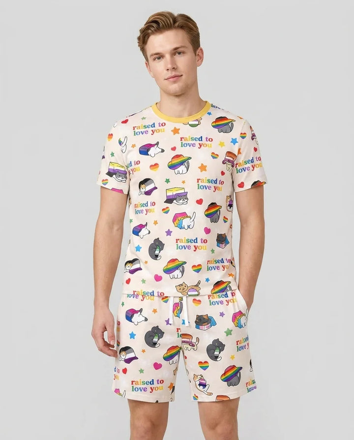 Rainbow Paws Family Matching Bamboo Men Short Sleeve Short Pajama Set