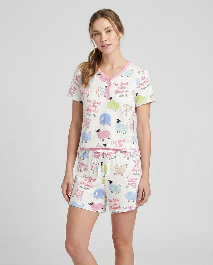 The Lord Is My Shepherd Psalm 23 Bamboo Women Short Sleeve Short Pajama Set