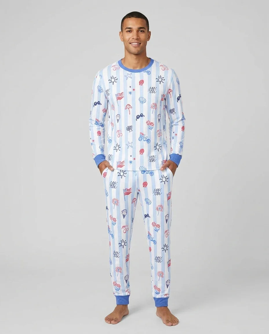 Red, White & Beachy Family Matching Bamboo Men's Pajama Set