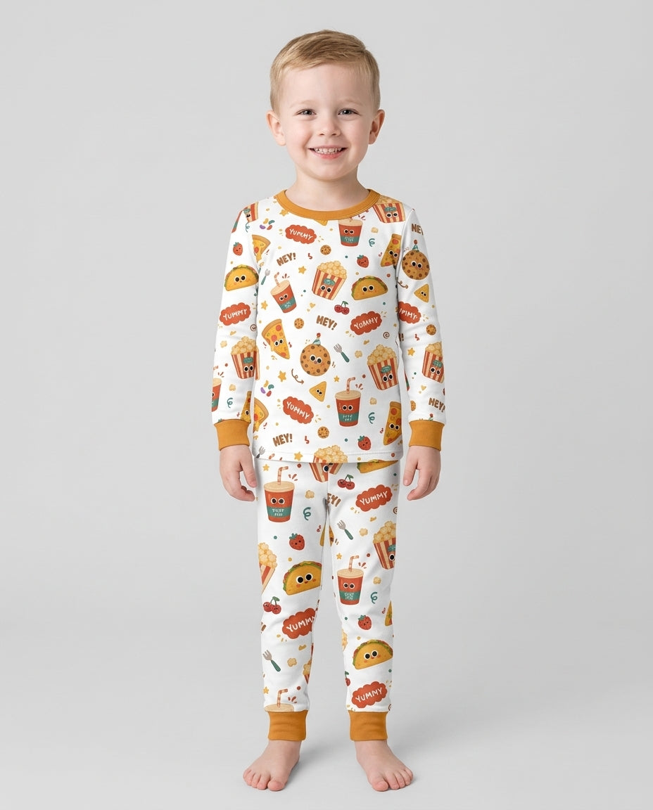 Happy Snack Bamboo Two Piece Long Sleeve Pajama Set