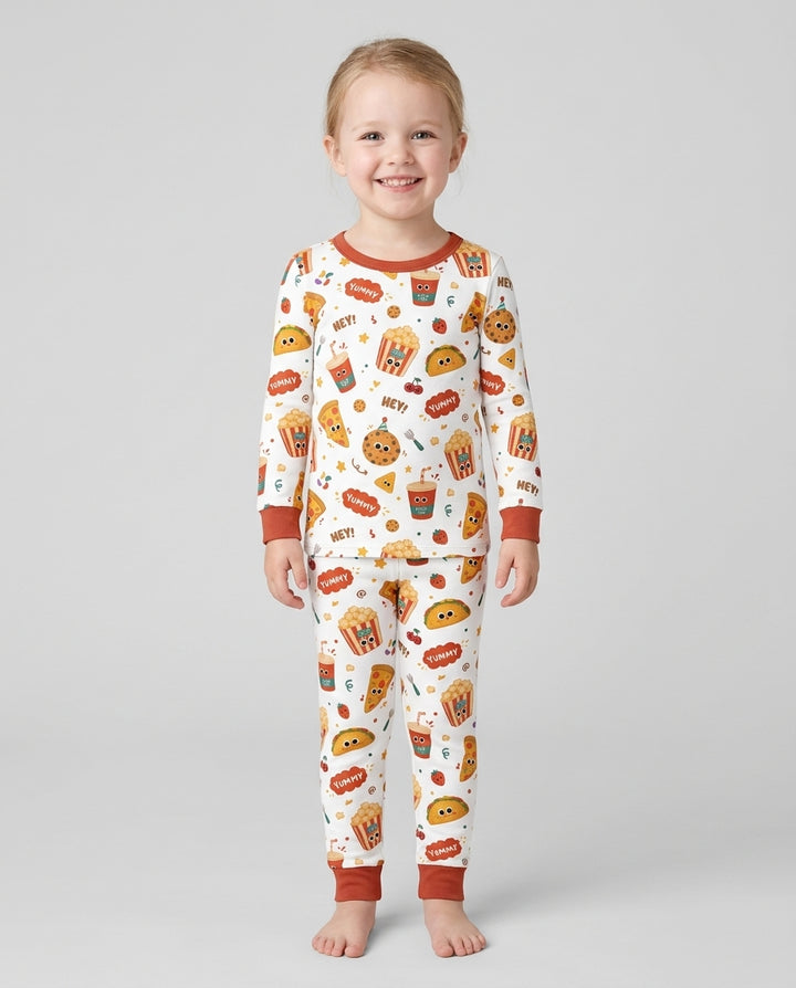 Happy Snack Bamboo Two Piece Long Sleeve Pajama Set