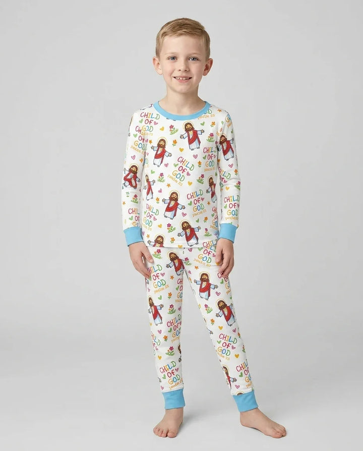 Jesus Loves Me Bamboo Two Piece Long Sleeve Pajama Set
