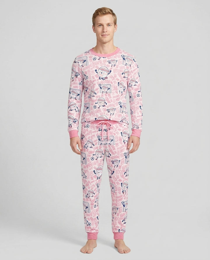 Happy Soccer Ball Family Matching Bamboo Men's Pajama Set