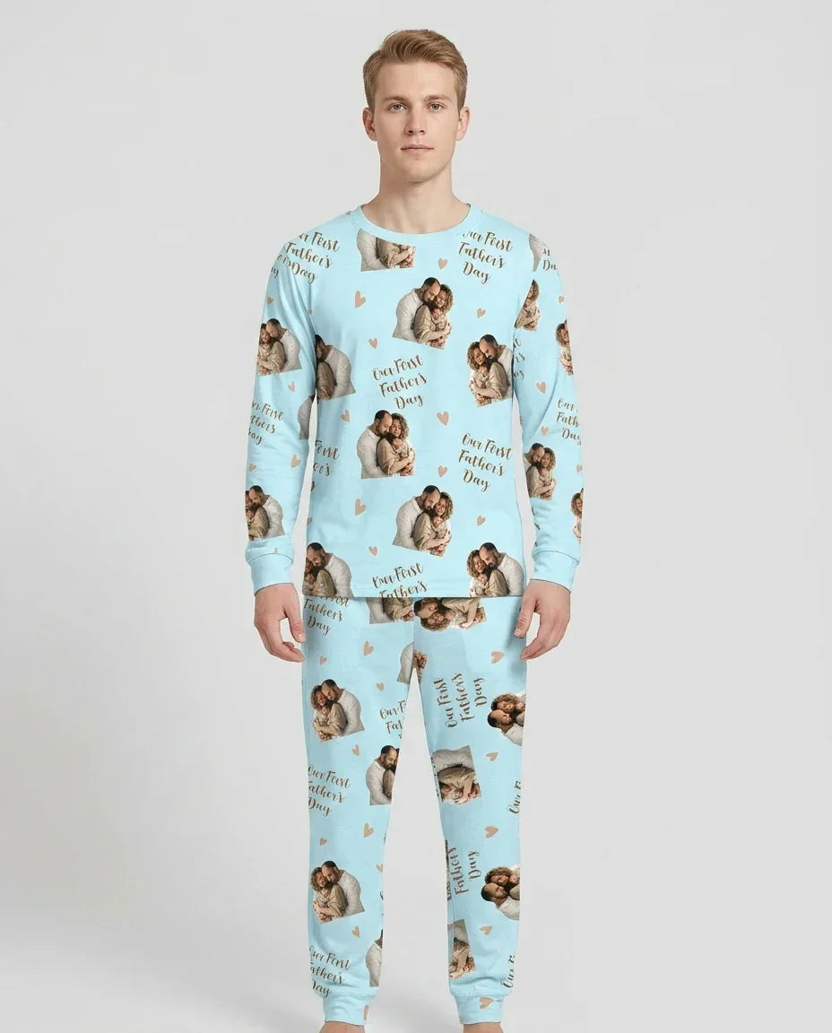Custom Photo Our First as Parents Bamboo Men's Pajama Set