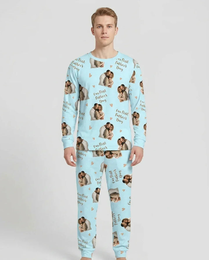 Custom Photo Our First as Parents Bamboo Men's Pajama Set