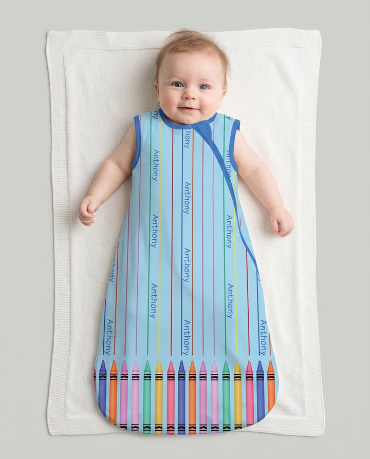 Custom Name Crayon Lines Bamboo Sleep Bag