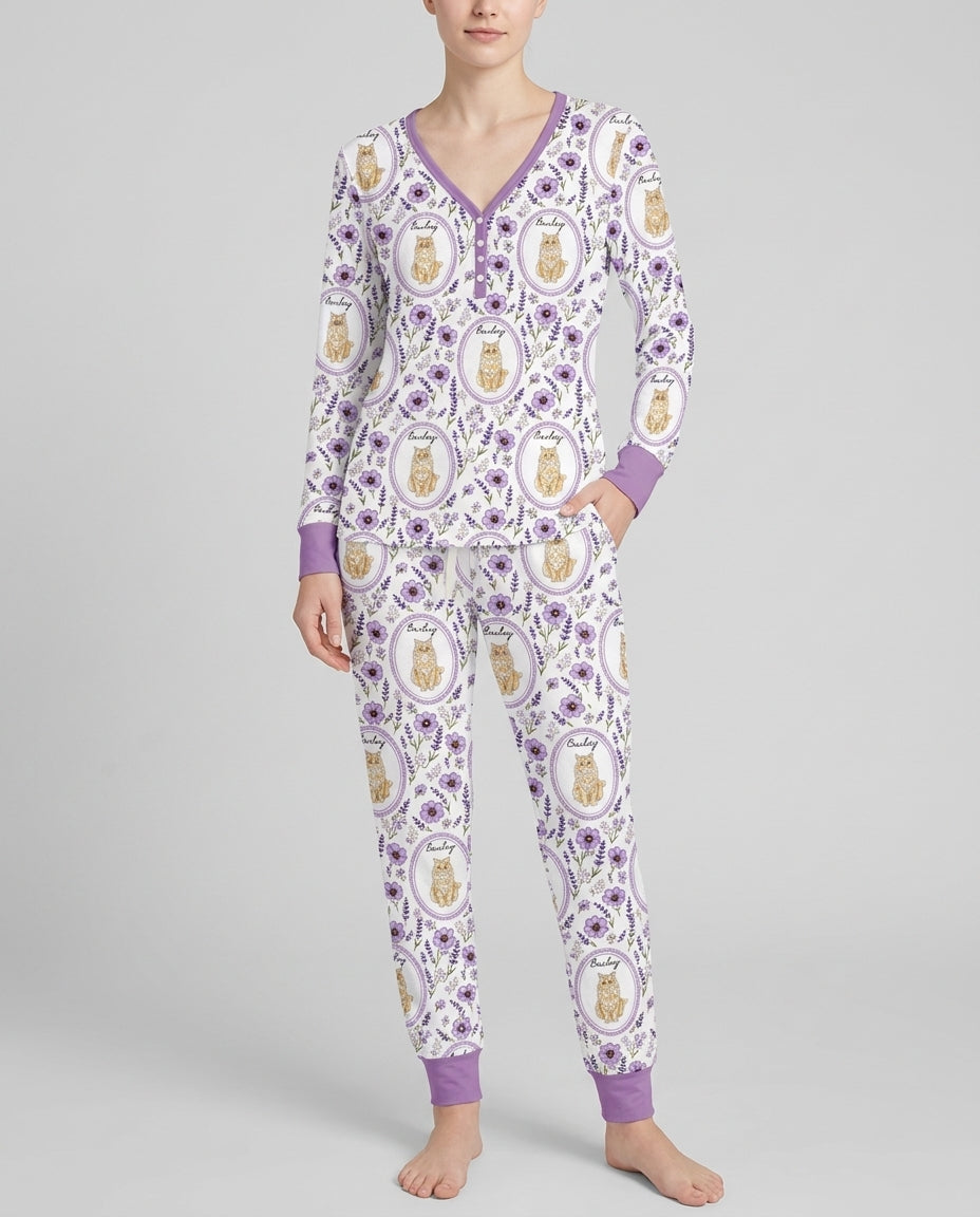 Custom Pet Photo Flower Garden Bamboo Women Pajama Set